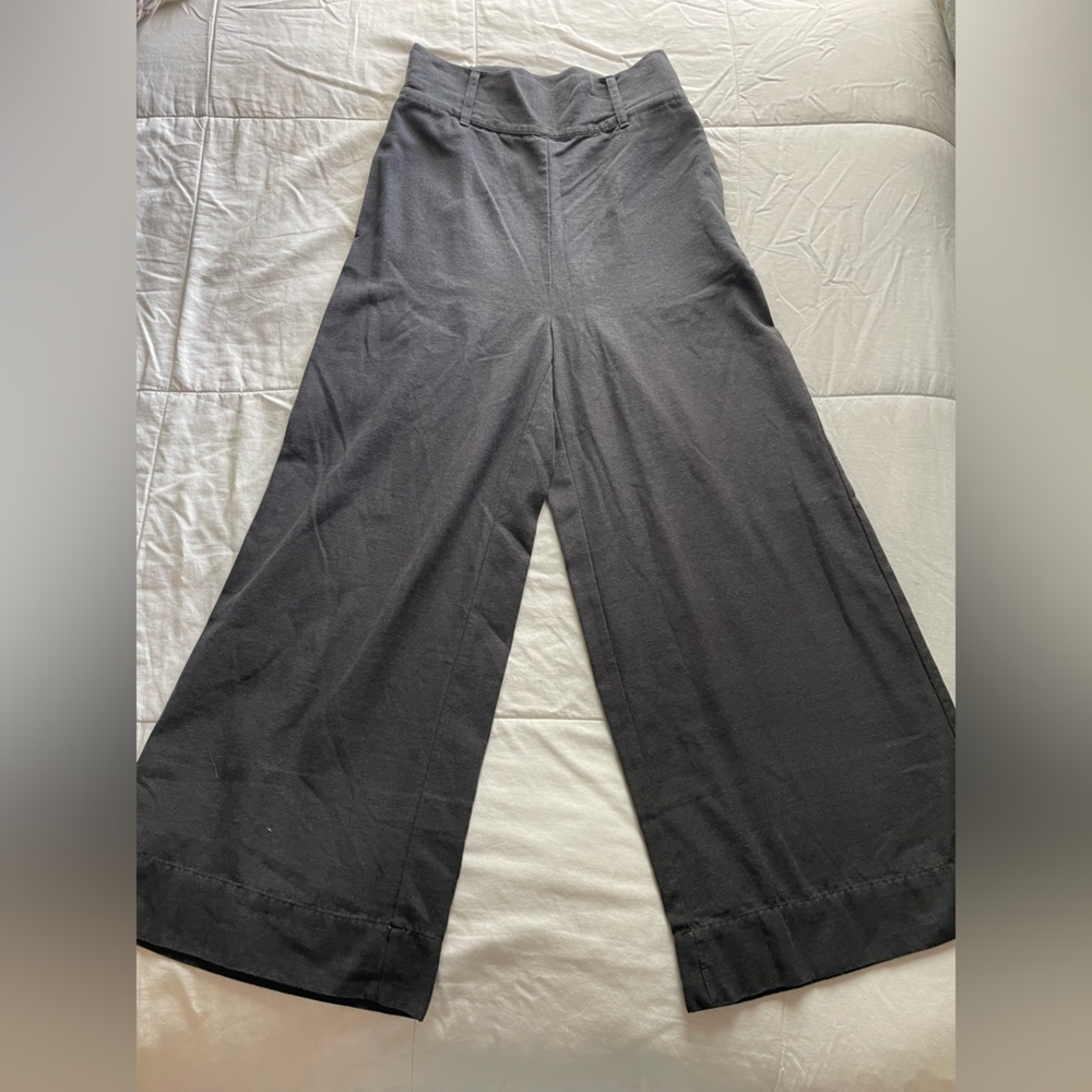 Frances Valentine High Rise Wide Leg Trouser Pants 6 Gray Neutral Office Career